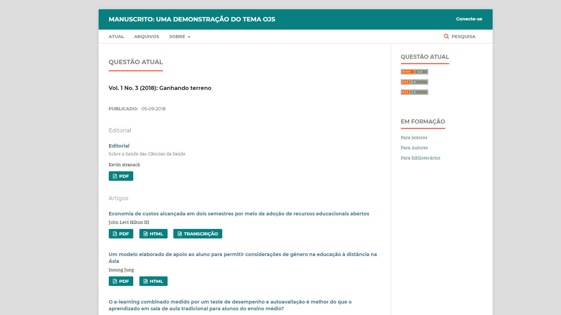 Exemplo de frontend OJS 3