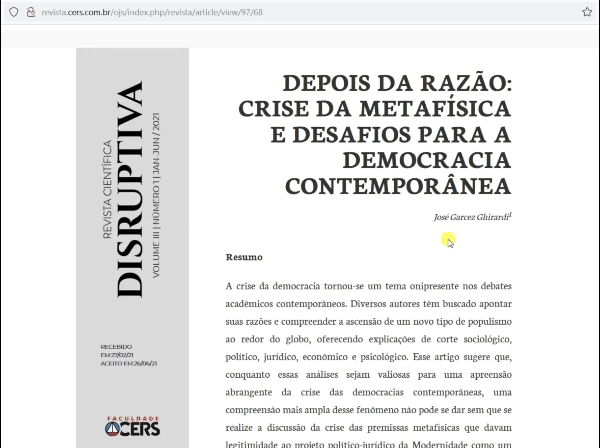 Exemplo de visualização HTML no OJS.