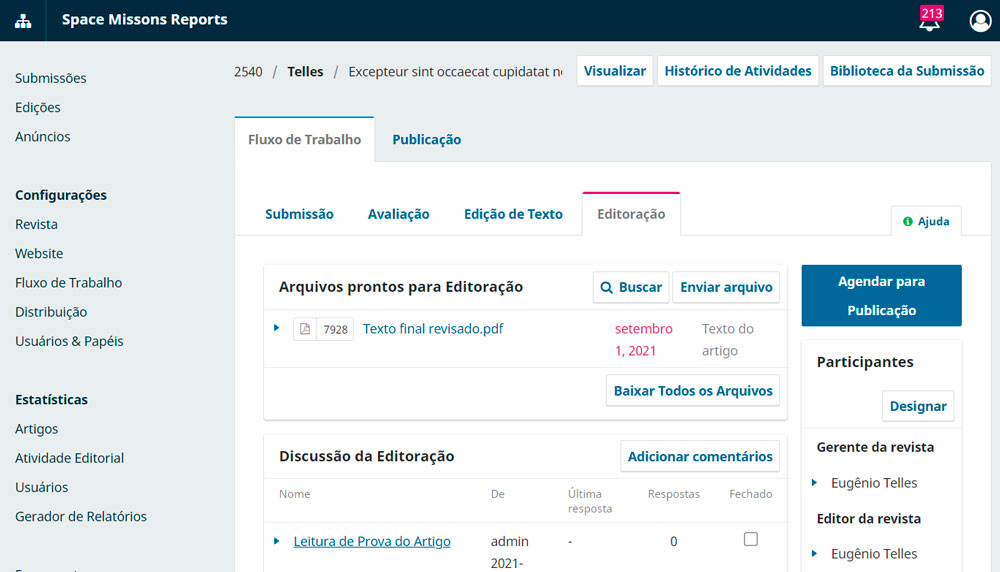 Botão de "Histórico de Atividades" localizado na parte superior da tela.